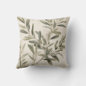水彩の素朴なオリーブの枝 クッション (裏面)