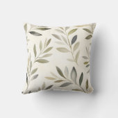 水彩の素朴なオリーブの枝 クッション (裏面)