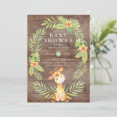 水彩の素朴なキリン 赤ちゃん歓迎会 招待状 (スタンド正面)