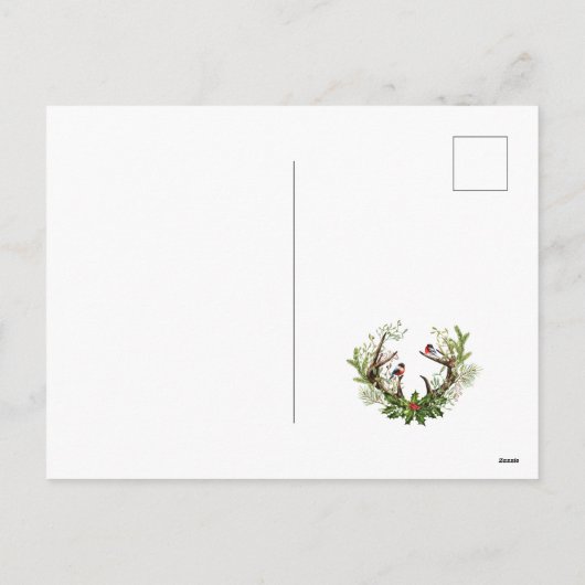 水彩の素朴なトナカイのクリスマスファミリーフォト シーズンポストカード (裏面)