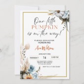 水彩の素朴な小さなかぼちゃのベイビーシャワー 招待状 (正面)