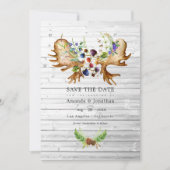 水彩の素朴な森のウェディングフォト セーブザデート (正面)