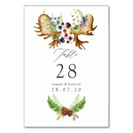 水彩の素朴な森のウェディング テーブルナンバー
