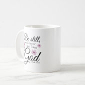 水彩の紫の花がまだ咲いている コーヒーマグカップ (正面左)