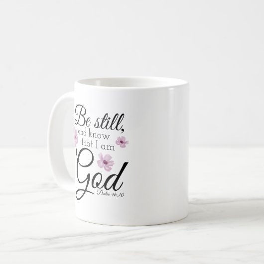 水彩の紫の花がまだ咲いている コーヒーマグカップ (正面左)