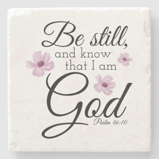 水彩の紫の花がまだ46:10に残る ストーンコースター (正面)