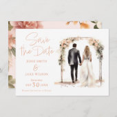 水彩の結婚カップルRSVPカード日付を保存 セーブザデート (正面/裏面)