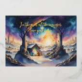 水彩の絵を描出生シーン 箔シーズンカード (正面)