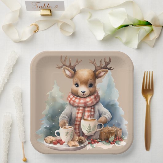 水彩の絵画クリスマス素朴な紙プレート ペーパープレート (ウェディング)