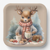 水彩の絵画クリスマス素朴な紙プレート ペーパープレート (正面)