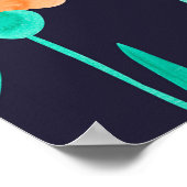 水彩の継ぎ目のないパ葉ターンとファンタ ポスター (角)