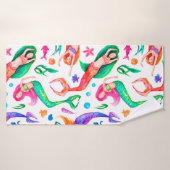 水彩の継ぎ目のない人魚とシーゼル バスタオル (バスタオル)