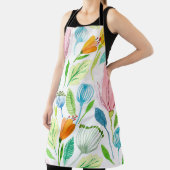 水彩の継ぎ目のない模様（ピンクと黄色のf） エプロン (インサイチュ)