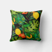 水彩の継ぎ目のない模様(熱帯葉a) クッション (裏面)