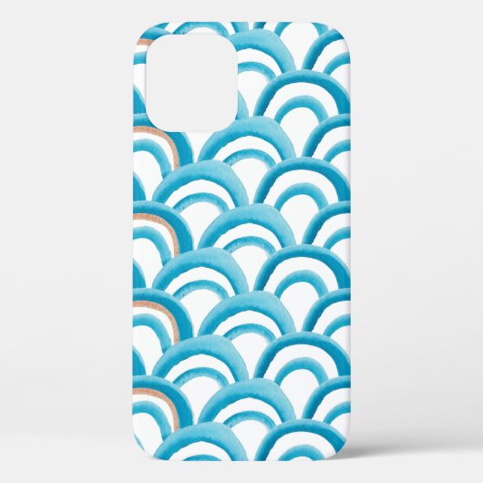 水彩の継ぎ目絵画のないパターンと青の波 Case-Mate iPhoneケース (裏面)