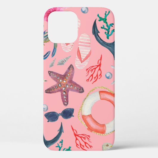 水彩の継ぎ目絵画のない模様といかり Case-Mate iPhoneケース (裏面)