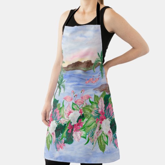 水彩の継ぎ目絵画のない模様とハワイ人 エプロン (インサイチュ)