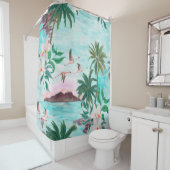 水彩の継ぎ目絵画のない模様とハワイ人 シャワーカーテン (インサイチュ)