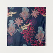 水彩の継ぎ目絵画のない赤獅子文様 タペストリー (正面(横))