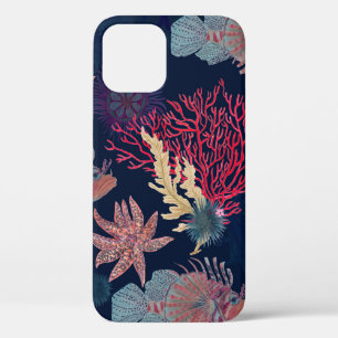 水彩の継ぎ目絵画のない赤獅子文様 iPhone 12ケース