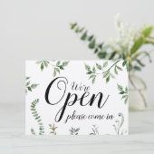 水彩の緑が開いた閉じた看板 (スタンド正面)