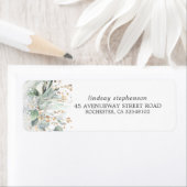 水彩の緑とユーカリ葉の ラベル (インサイチュ)