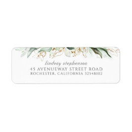 水彩の緑とユーカリ葉の ラベル