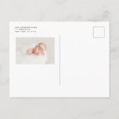 水彩の緑と白の花パターン誕生 案内ポストカード (裏面)