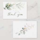 水彩の緑と金ゴールドの葉ありがとう ノートカード (正面/裏面)