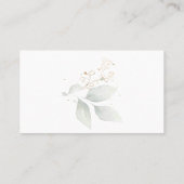 水彩の緑と金ゴールドの葉 プレイスカード (裏面)