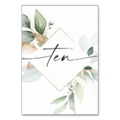 水彩の緑と金ゴールドテーブル番号10 テーブルナンバー (裏面)