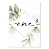 水彩の緑と金ゴールドテーブル番号1 テーブルナンバー (裏面)