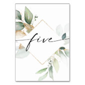 水彩の緑と金ゴールドテーブル番号5 テーブルナンバー (正面)