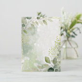 水彩の緑と金ゴールド空白の結婚の 招待状 (スタンド正面)