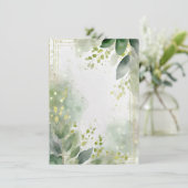 水彩の緑と金ゴールド空白の結婚の 招待状 (スタンド正面)