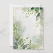 水彩の緑と金ゴールド空白の結婚の 招待状 (正面)