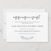 水彩の緑のキャンセルのお知らせ 招待状 (正面)