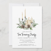 水彩の緑のキャンドルツリーのトリミングパーティー (正面)