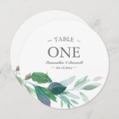 水彩の緑のテーブル番号 招待状 (正面/裏面)