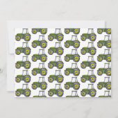 水彩の緑のトラクターの写真 2歳の誕生日 招待状 (裏面)