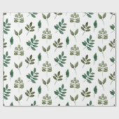水彩の緑のパターン。植物葉 ラッピングペーパー (フラット)