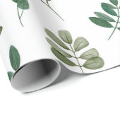 水彩の緑のパターン。植物葉 ラッピングペーパー (ロールコーナー)