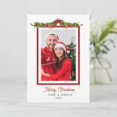 水彩の緑のフォトフレーム シーズンカード (スタンド正面)