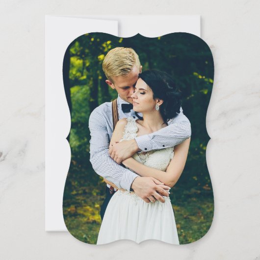 水彩の緑のフォトブラケッ結婚ト 招待状 (裏面)