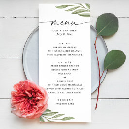 水彩の緑のフローラの葉の結婚スクリプト メニュー