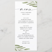 水彩の緑のフローラの葉の結婚スクリプト メニュー (正面)