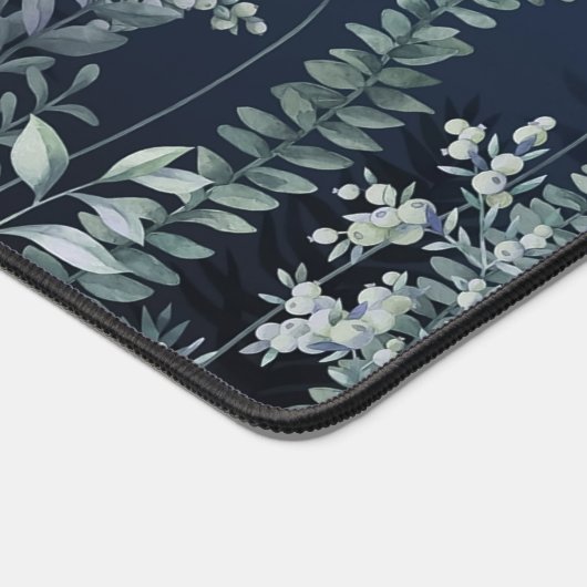 水彩の緑のフローラパーソナライズされた名 デスクマット (コーナー)