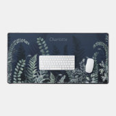 水彩の緑のフローラパーソナライズされた名 デスクマット (キーボード&マウス)