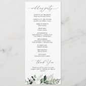 水彩の緑のフローラ結婚式 プログラム (裏面)