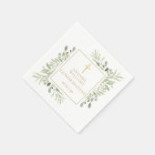 水彩の緑のフローラ金ゴールド確認 スタンダードカクテルナプキン (角)